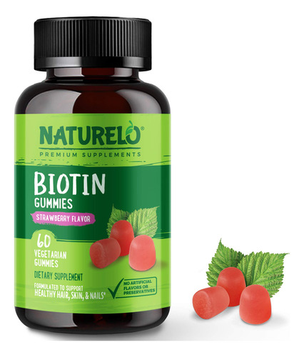 Suplemento Naturelo Biotin Gummies 2500mcg Para Cabelo Pele