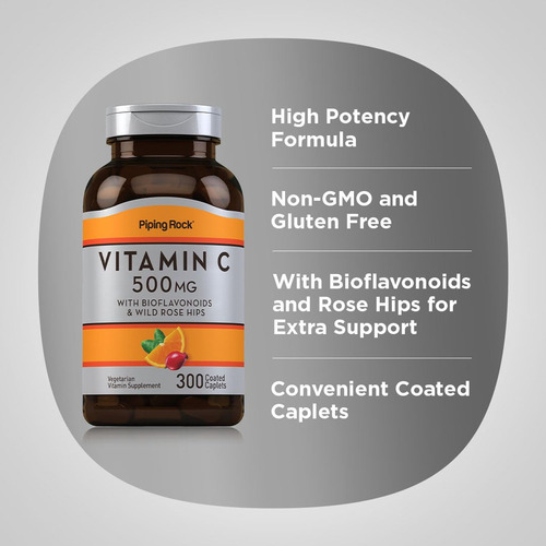 Suplemento Piping Rock De Vitamina C 500 Mg Com Bioflavonóid - Imagem 4