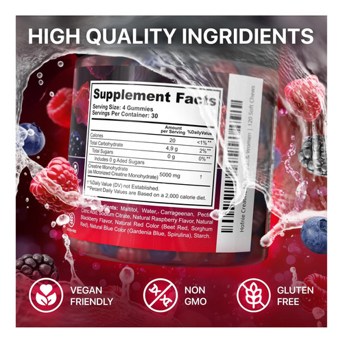 Creatina Monohidratada Gummies 5000 Mg-raspberry & Sleabled - Imagem 16