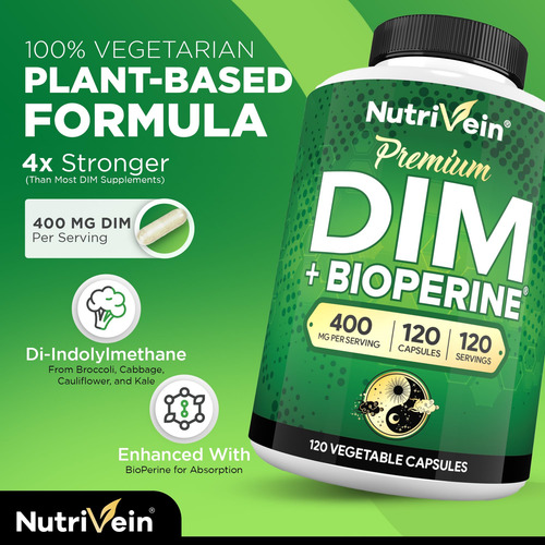 Suplemento Nutrivein Premium Dim 400 Mg Por Dia 120 Cápsulas - Imagem 3