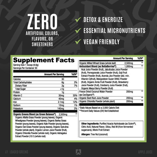 Suplemento De Suco De Maçã Ryse Loaded Greens 30 Porções - Imagem 2