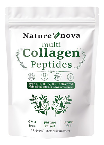 Colágeno Em Pó Nature"s Nova Multi Tipo I Ii Iii V X Com
