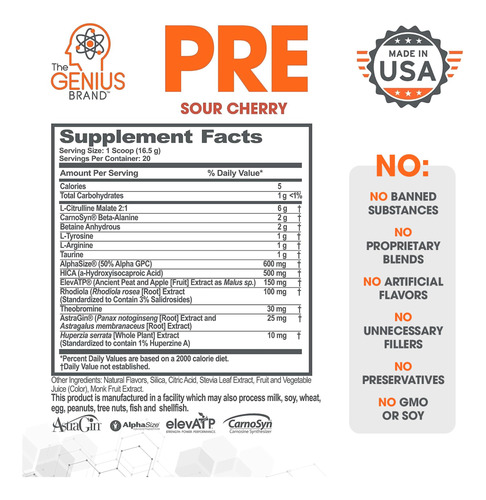Pré Treino Boosted Energy Genius Pre Workout 20 Doses Sem Ca - Imagem 3