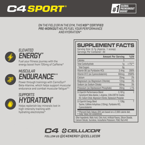 Pó Pré-treino Cellucor C4 Sport Watermelon 30 Porções - Imagem 2