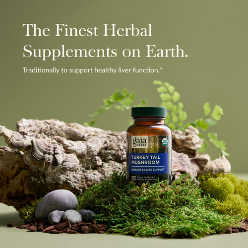 Suplemento Gaia Herbs Turkey Tail Mushroom 120 Cápsulas Vega - Imagem 3