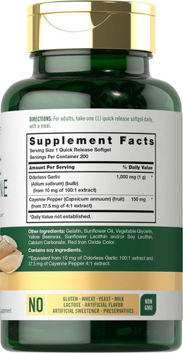 Alho Inodoro Carlyle E Pimenta Caiena 1150mg 200 Cápsulas - Imagem 10