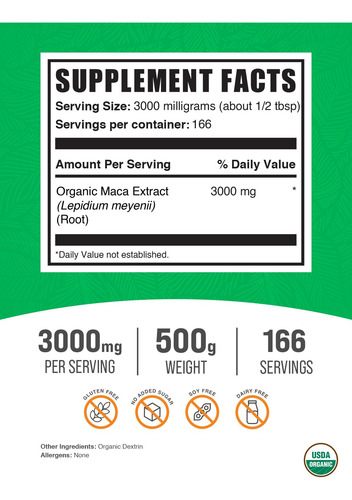 Suplemento Bulksupplements.com Extrato Orgânico De Raiz De M - Imagem 2