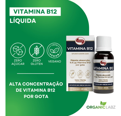 Vitamina B12 20ml Líquida Vitafor - Zero Açúcar E Glúten - Imagem 7