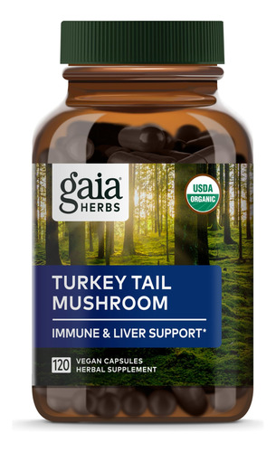 Suplemento Gaia Herbs Turkey Tail Mushroom 120 Cápsulas Vega
