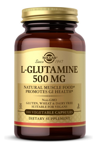 Solgar L-glutamina 500 Mg 100 Cápsulas Vegetais