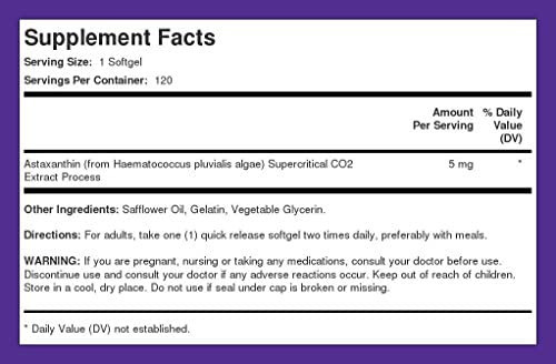Suplementos De Astaxantina Piping Rock 5mg 120 Cápsulas G - Imagem 16