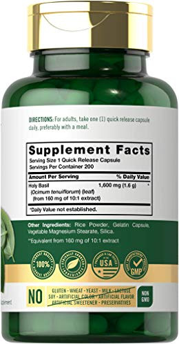 Suplemento Carlyle Holy Basil 1600mg 200 Cápsulas - Imagem 2