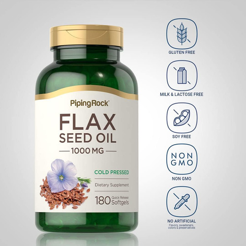 Cápsulas Softgel De Óleo De Linhaça Piping Rock 1000mg Con - Imagem 11
