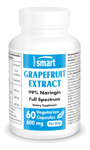 Suplemento De Extrato De Toranja Supersmart 600mg 60 Cápsula