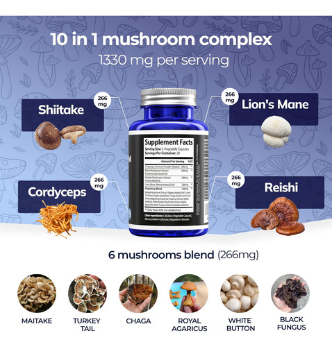 Mushroom Power Complex 10 Em 1 Reishi Shiitake E Lions Mane - Imagem 9
