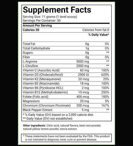 L-arginina 5000mg + L-citrulina 2000mg Complexo Em Pó Su... - Imagem 3