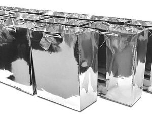 Occasionall 12 Sacolas De Presente Prateadas 6x3x75 Cm