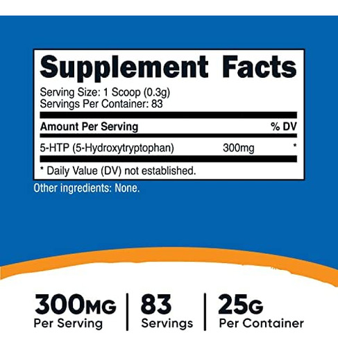 Nutricost 5-htp Em Pó 25 Gramas (300 Mg Por Porção) - Sem G - Imagem 3