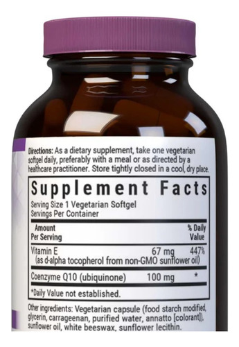 Bluebonnet Coq10 100mg 30 Cápsulas Manteigas Vegetarianas - Imagem 2