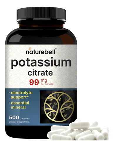 Suplemento Naturebell Citrato De Potássio 99mg 500 Cápsulas