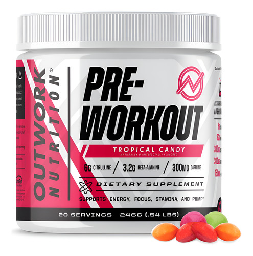 Pre Workout Powder Outwork Nutrition Tropical Candy Flavor