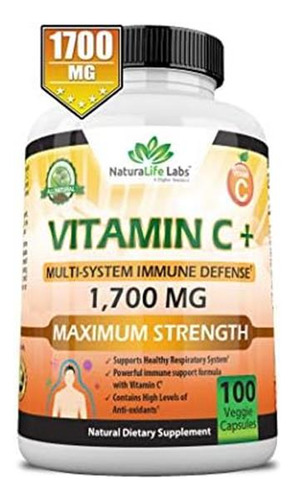 Vitamina C 1700 Mg Naturalife Labs 100 Cápsulas - Imagem 7