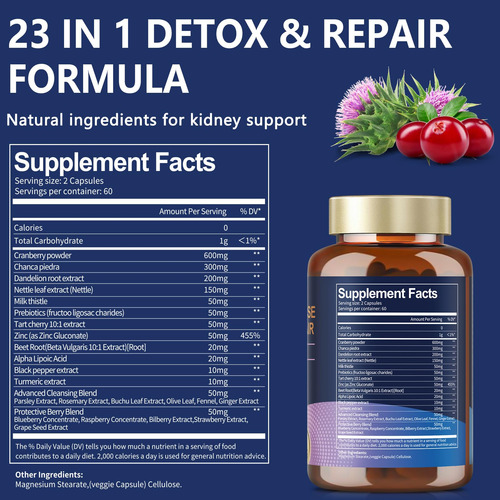 Suplemento Totaria Kidney Cleanse Detox & Repair Vegan - Imagem 6