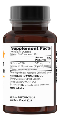Suplemento Monoherb Quercetina Fitossoma 500 Mg - 90 Cápsula - Imagem 2