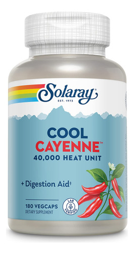 Suplemento Solaray Cool Cayenne Pepper 40.000 Hu 180 Cápsula