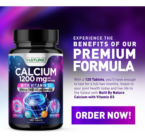 Suplemento De Cálcio Construído Pela Natureza 1200 Mg Com Vi - Imagem 9
