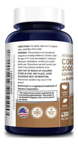 Extrato De Nusapure Cordyceps 3000 Mg 200 Cápsulas Vegetais - Imagem 3