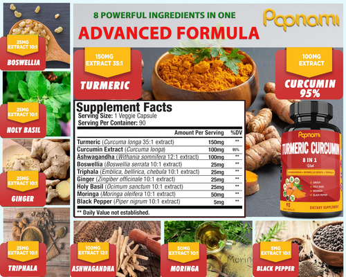Suplemento Papnami Cúrcuma Extrato De Curcumina 90 Cápsul - Imagem 2