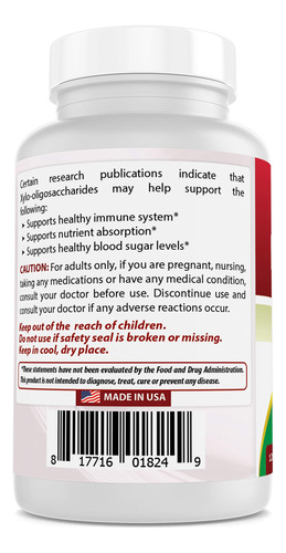 Suplemento Best Naturals Prebiotics Fiber Xos 1400mg 120 Cáp - Imagem 6