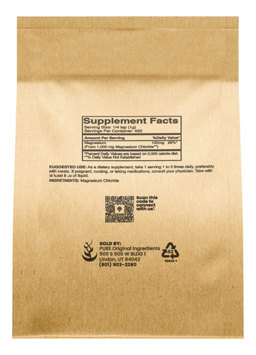 Suplemento De Magnésio Ingredientes Originais Puros 454g - Imagem 2