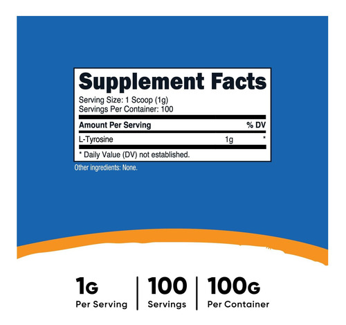 Nutricost L-tirosina Em Pó 100 Gramas (100 Porções) - 1g Por - Imagem 2