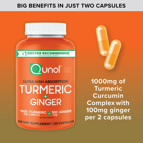 Suplemento Qunol Cápsulas De Cúrcuma E Gengibre 1000mg X 120 - Imagem 6
