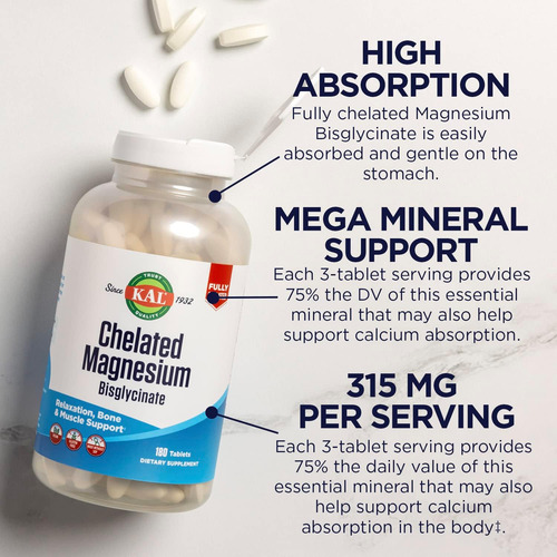 Kal Bisglicinato De Magnésio Quelado Suplemento De Magnésio - Imagem 4