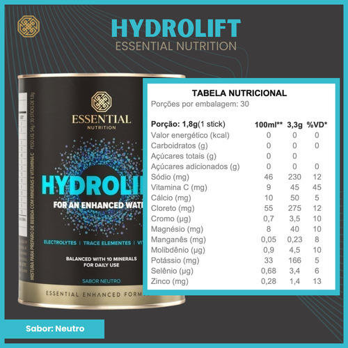 Hydrolift Essential Nutrition Lata 30 Sachês Magnésio Zinco - Imagem 24