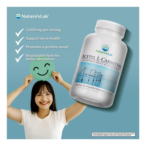 Natures Lab Acetil L-carnitina 2.000 Mg 160 Cápsulas - Imagem 8