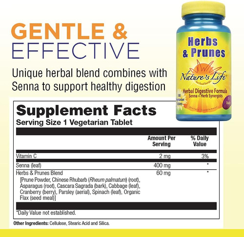 Nature"s Life Ervas E Ameixas Secas 400mg Senna E Mistura De - Imagem 2
