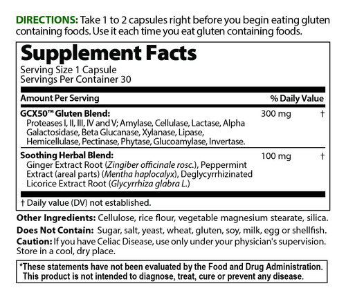 Suplemento Digestivo Saudável Glúten Cutter Enzyme 30 Cápsul - Imagem 3