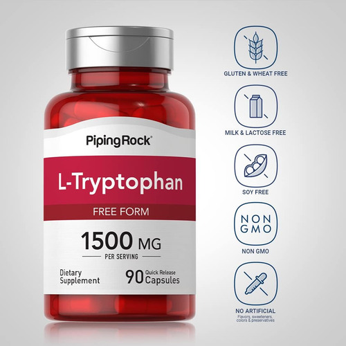 Piping Rock L-triptofano 1500 Mg 90 Cápsulas Forma Livre - Imagem 9