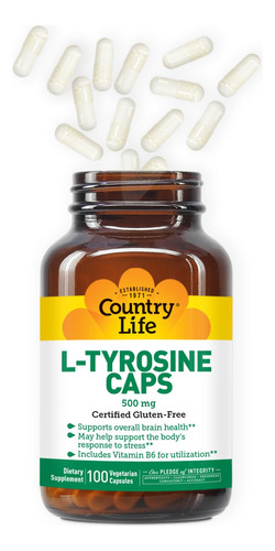 Suplemento Country Life L-tirosina 500 Mg Com Vitamina B6 10 - Imagem 6