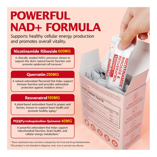 Suplemento Líquido Nad+ Ribosídeo Nicotinamida Premium E De - Imagem 8