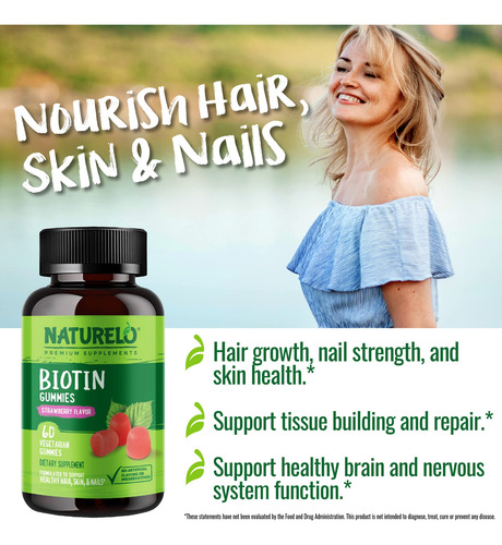 Suplemento Naturelo Biotin Gummies 2500mcg Para Cabelo Pele - Imagem 6