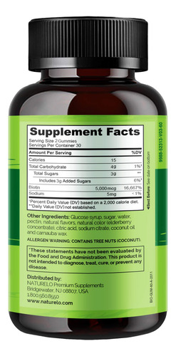 Suplemento Naturelo Biotin Gummies 2500mcg Para Cabelo Pele - Imagem 3