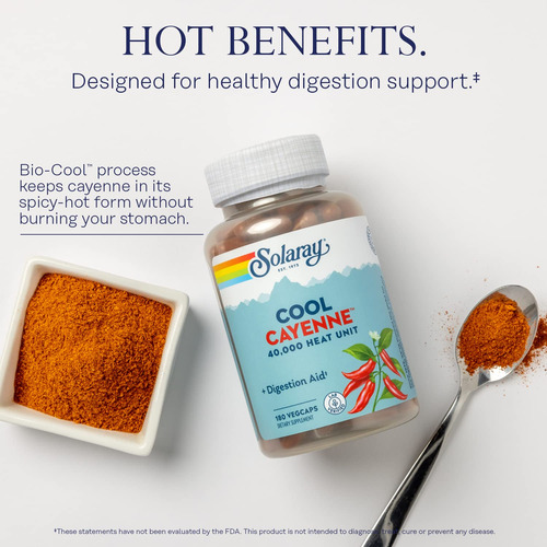 Suplemento Solaray Cool Cayenne Pepper 40.000 Hu 180 Cápsula - Imagem 3