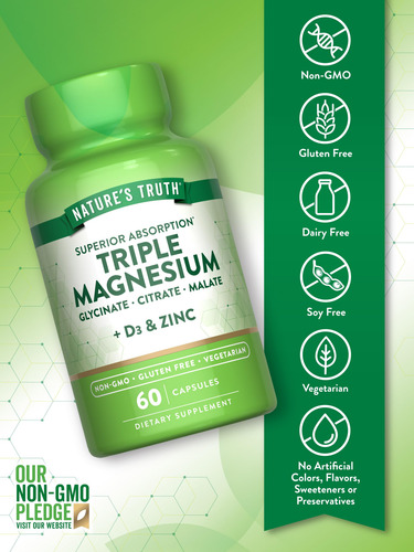 Suplemento Nature"s Truth Triple Magnesium Complex 60 Cápsul - Imagem 3