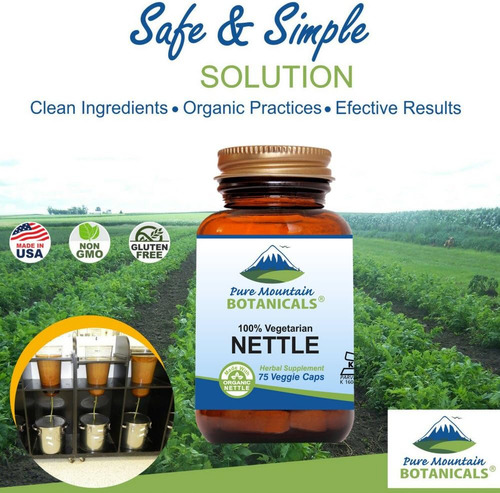 Cápsulas De Folha De Urtiga Pure Mountain Botanicals - Cápsu - Imagem 3