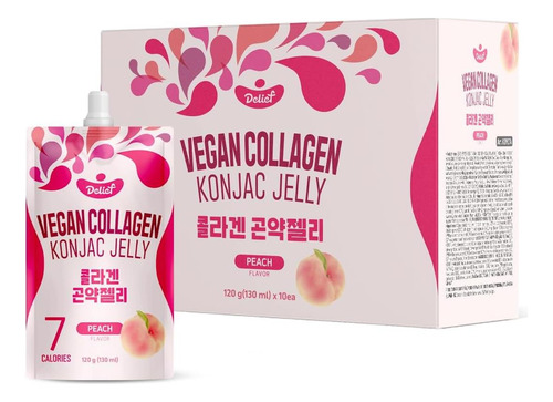 Gelatina Konjac Com Colágeno Vegano Pêssego 120 G X10